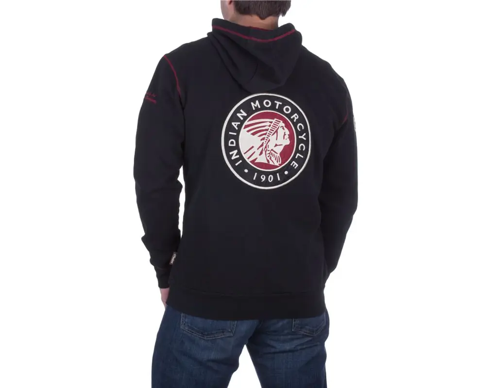 Pullover uomo cappuccio logo Indian motorcycle tondo