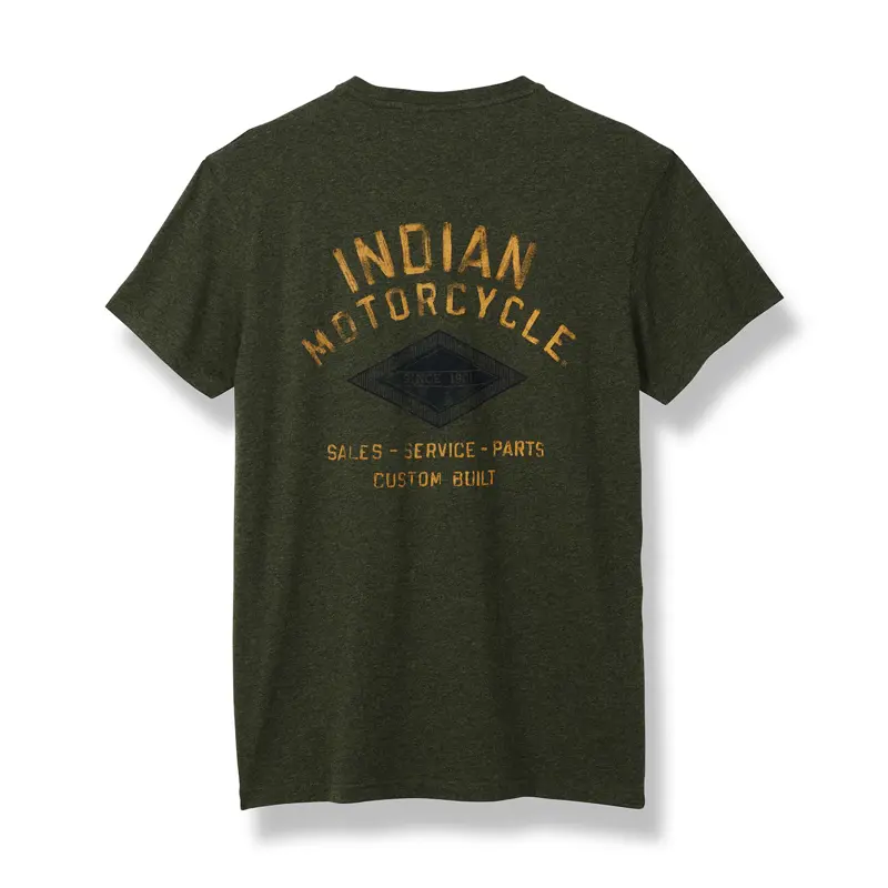 Indian Motorcycle Custom Built T-Shirt, Khaki - retro