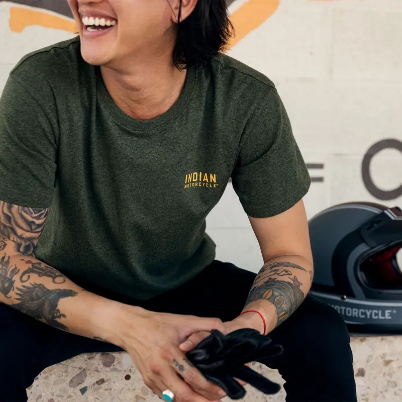 Indian Motorcycle Custom Built T-Shirt, Khaki - petto