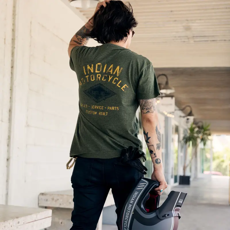 Indian Motorcycle Custom Built T-Shirt, Khaki - indossata