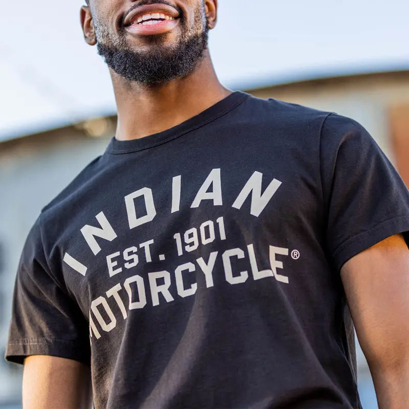 Indian Motorcycle Est. 1901 T-Shirt, Black - dettaglio stampa