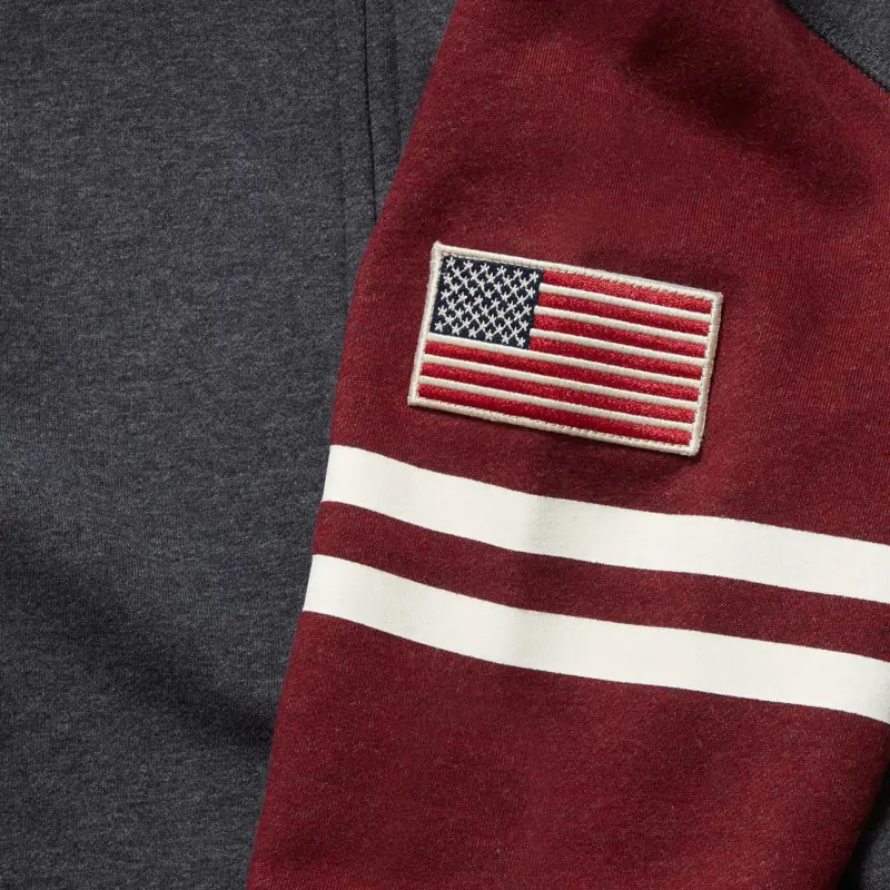 Contrast Zip Thru Hoodie - Patch Bandiera Americana