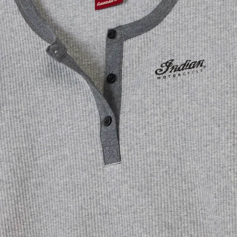 Marl Headdress Henley Long Sleeve T-Shirt - Bottoni sul colletto