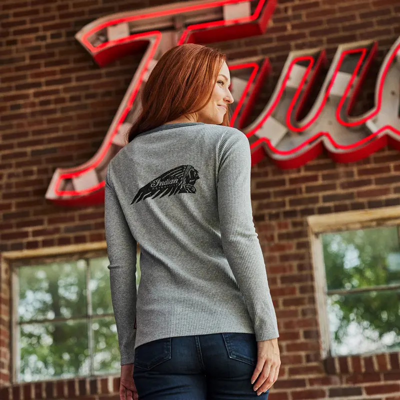 Marl Headdress Henley Long Sleeve T-Shirt - Colore Grigio