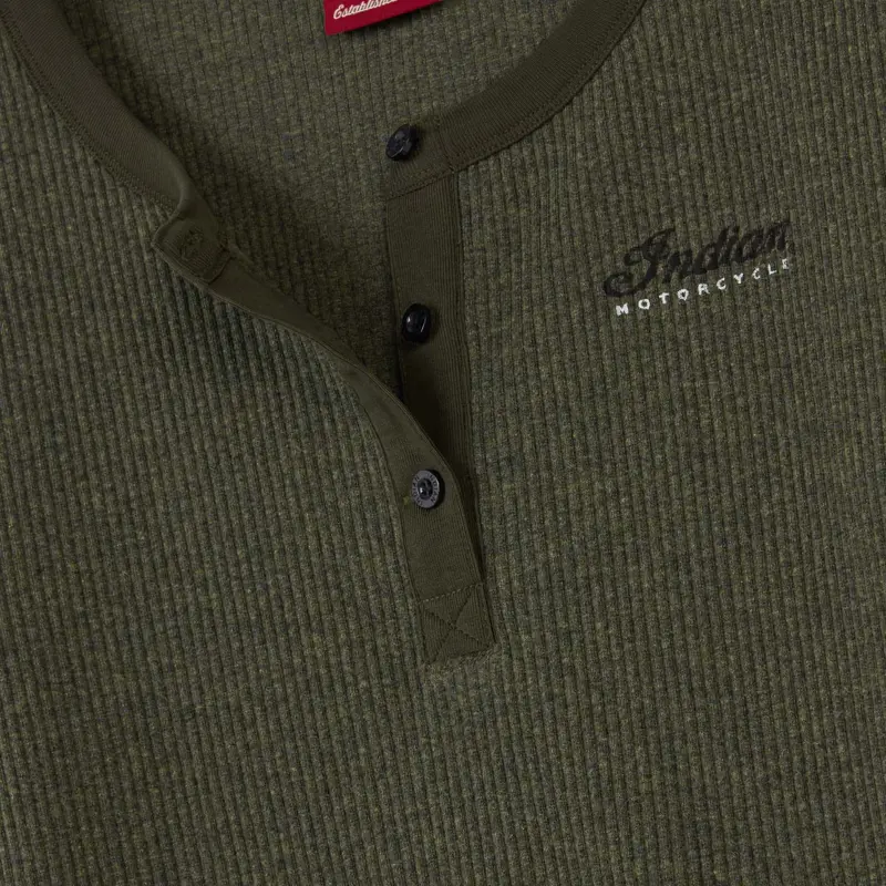 Marl Script Henley Long Sleeve T-Shirt - Colletto con bottoni