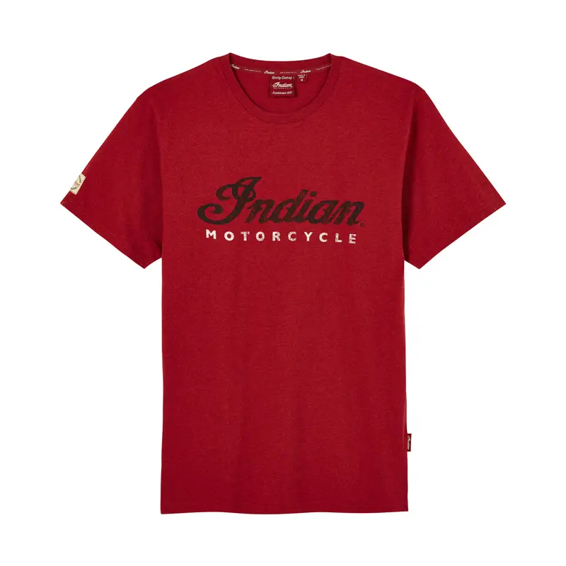 Red Marl Script Logo T-Shirt - Logo Indian Davanti